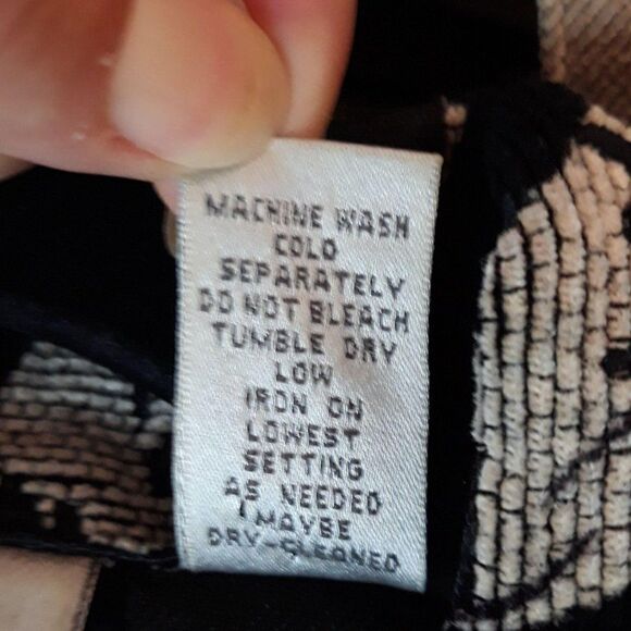 Vtg 80's‎ Chico's Blazer Jacket Shacket Jacquard Tapestry Abstract Black Size 2 - Picture 6 of 8